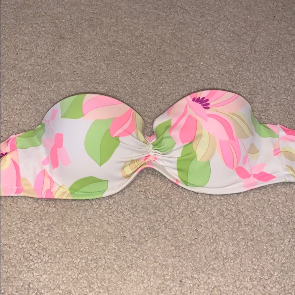 Strapless floral bikini top